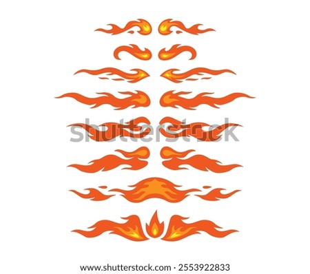 Set hot flame fire divider, horizontal fire flame border