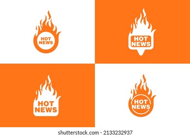 Set mit Hot News Logo Template Design Vektorgrafik