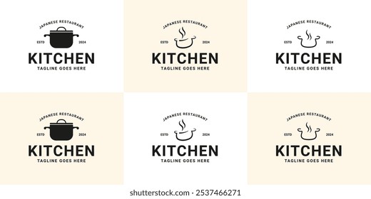 Set of hot pot logo for japanese buffet restaurant design collection vector template illustration