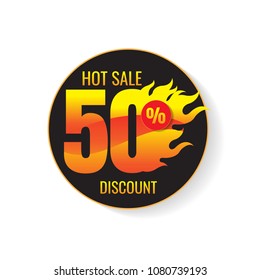 The set of hot sale 50% and tags for hot sale. banner. marketing. Business. percent. on white background. vector