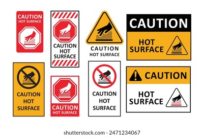 set of hot surface sign vector design illustration