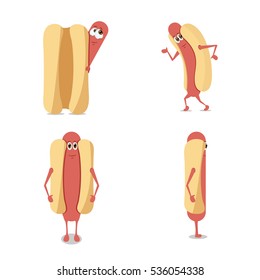 Set of Hot-Dog vector character design