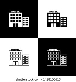 Set Hotel building icon isolated on black and white background. Vector Illustration Set Hotel building icon isolated on black and white background. Vector Illustration
