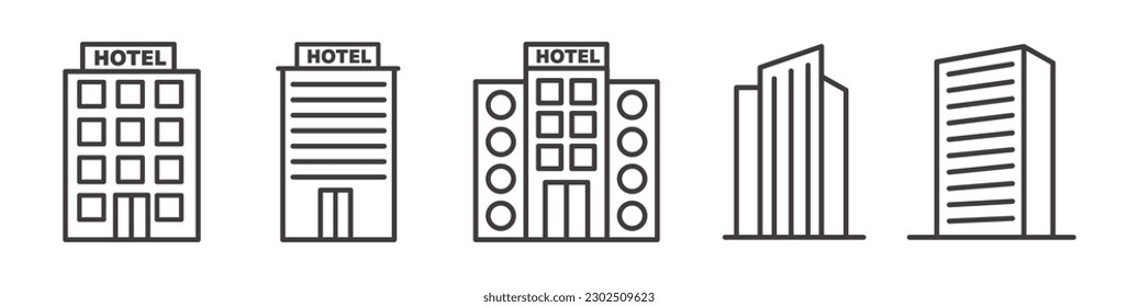 set of hotel building icons.