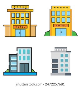set of hotel buildings vector illustration