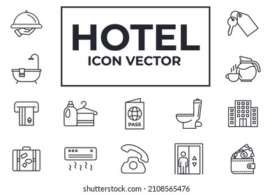Set of Hotel icon. hotel service elements pack symbol template for graphic and web design collection logo vector illustration