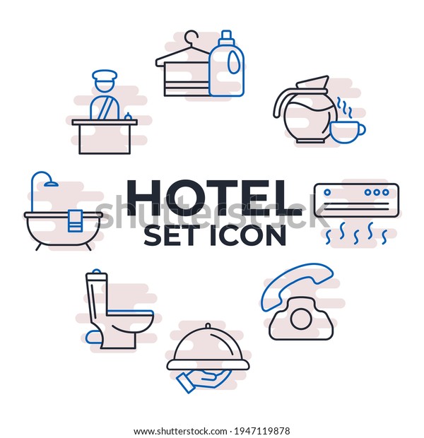 Set of Hotel icon. hotel service elements\
pack symbol template for graphic and web design collection logo\
vector illustration