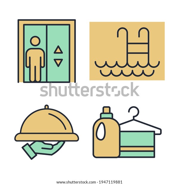 Set of Hotel icon. hotel service elements\
pack symbol template for graphic and web design collection logo\
vector illustration
