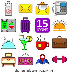 Set of hotel icon vector color