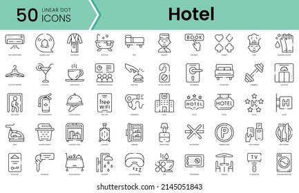 Conjunto de iconos del hotel. Conjunto de iconos de estilo de arte de línea. ilustración vectorial