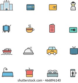 Set of Hotel line color icons set