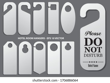 Set of hotel room hangers template or do not disturb information or template label hotel concept. eps 10 vector