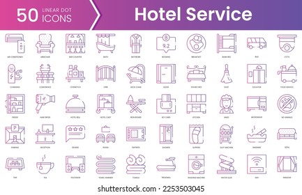 Set of hotel service icons. Gradient style icon bundle. Vector Illustration