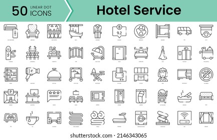 Set of hotel service icons. Line art style icons bundle. vector illustration