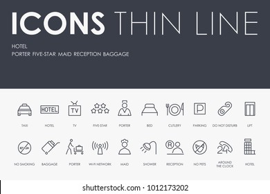 Set of HOTEL Thin Line Vector Icons and Pictograms