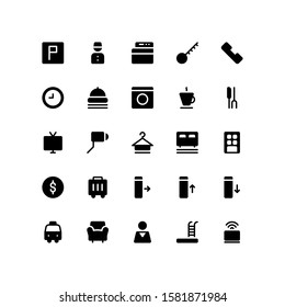 Set of Hotel, Vacation, Tourism glyph style icon - vector