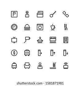 Set of Hotel, Vacation, Tourism outline style icon - vector