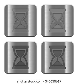Set of hourglass buttons vector in brushed metal style. Arranged layer, color and graphic style structure.