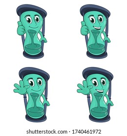 a set of hourglass cartoon mascots