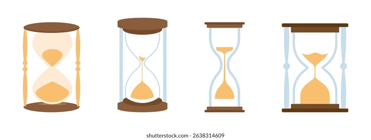 A set of hourglass icon bundle vector illustrator. Hourglass icon set. Sand glass icon on white background