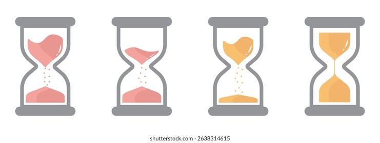 A set of hourglass icon bundle vector illustrator. Hourglass icon set. Sand glass icon on white background