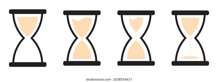 A set of hourglass icon bundle vector illustrator. Hourglass icon set. Sand glass icon on white background