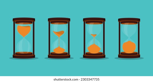 Set of hourglass icon in a flat design