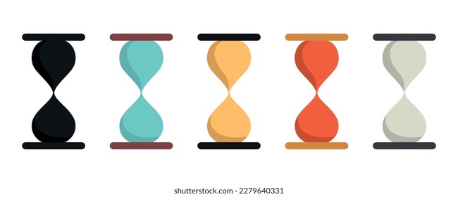 Set hourglass icon in flat style, simple design. Vector illustration