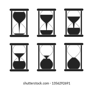 Set of hourglass icons. Hourglass. Flat design.