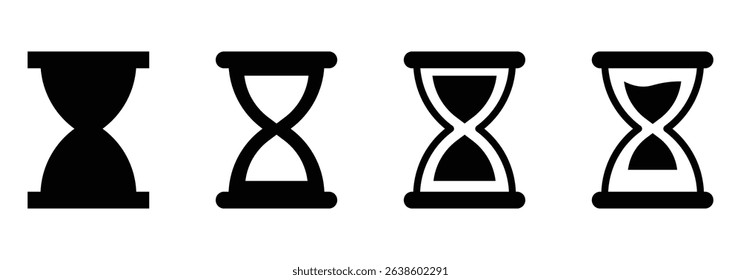 Set of hourglass icons. Loading sign. Waiting time concept, Time measurement, deadline. Vector, isolated illustration.