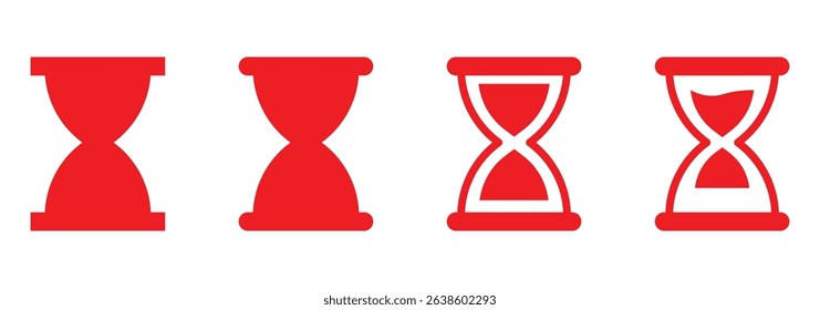 Set of hourglass icons. Loading sign. Waiting time concept, Time measurement, deadline. Vector, isolated illustration.
