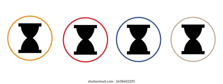 Set of hourglass icons. Loading sign. Waiting time concept, Time measurement, deadline. Vector, isolated illustration.