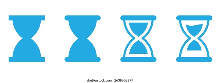 Set of hourglass icons. Loading sign. Waiting time concept, Time measurement, deadline. Vector, isolated illustration.