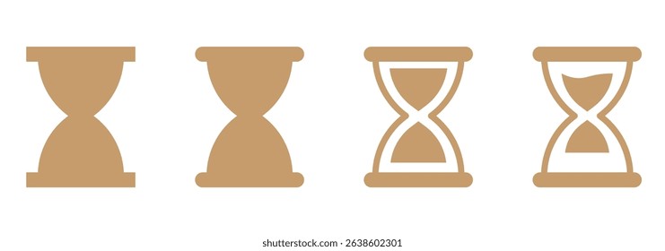 Set of hourglass icons. Loading sign. Waiting time concept, Time measurement, deadline. Vector, isolated illustration.