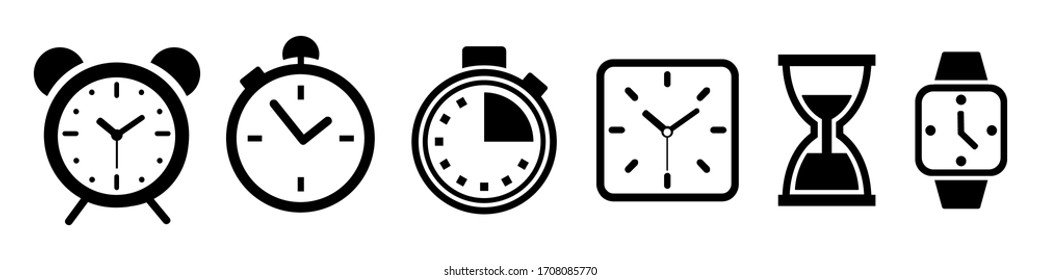 Set hourglass icons, sandglass timer, clock flat icon – stock vector