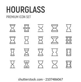 Set of hourglass line icons. Premium pack of signs in trendy style. Pixel perfect objects for UI, apps and web. 