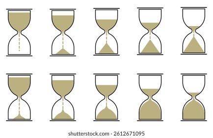 set of hourglass or sandclock. Hourglass icon set vector isolated on white background
