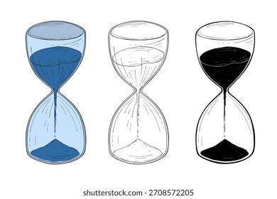Set of hourglasses in three variations
