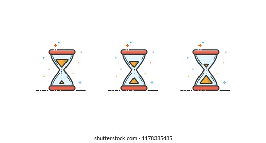 Conjunto de lentes de hora. Ilustración vectorial. Diseño lineal plano