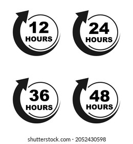 Set hours icon. Flat vector illustration in black on white background.