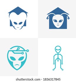 Set of House Alien logo design vector Illustration, Alien design template