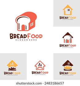 Set von House Bread Food Logo Vektorgrafik Vorlage, Creative Bread mit Home Logo Design Konzepte