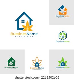 Set of House Cannabis logo vector template. Creative Cannabis logo design concepts