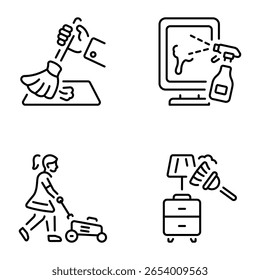Set of House Chores Linear Style icons 