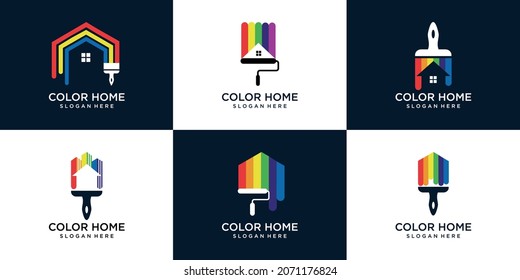 set of House and city renovation icon, Painting services icon,full color vector template
