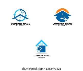Set of House Clean logo design template