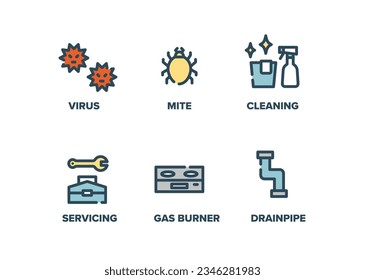 A set of house cleaning icons.