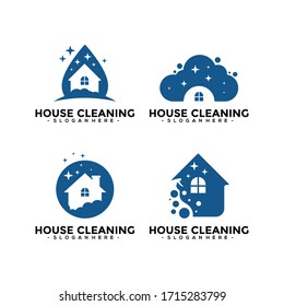 Set of House Cleaning Service logo vector combination. Creative cleaning logo template design.