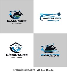 Set Of House Cleaning Services company logo, emblem. Vector illustration