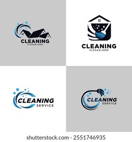 Set Of House Cleaning Services company logo, emblem. Vector illustration